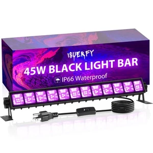 45W Black Light Bar IP66 Waterproof, LED Blacklight Bar with 6ft Cord+Switch+... - Picture 1 of 7