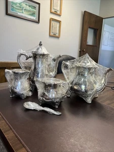 Oneida Webster Wilcox Vintage Gräfin versilbert 4-teiliges Tee- und Kaffeeservice mit Fuß - Bild 1 von 24
