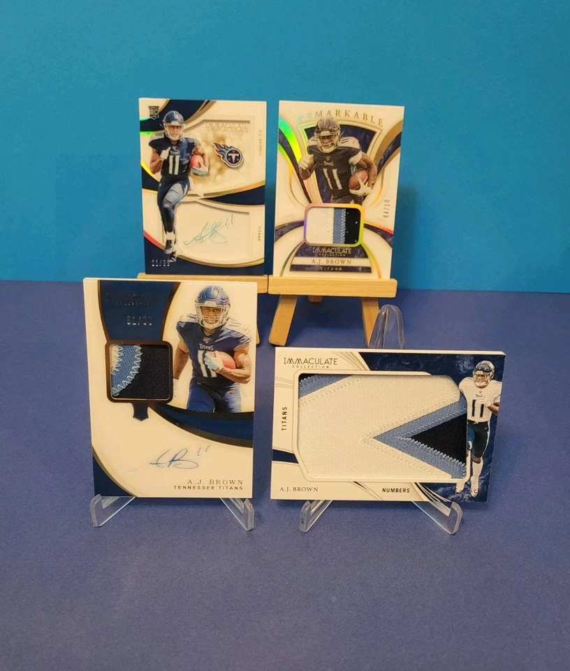 🔥🔥A.J. Brown 2019 & 2020 Panini Immaculate Patches & Autos. (4) Card RC Lot - Image 1 of 4