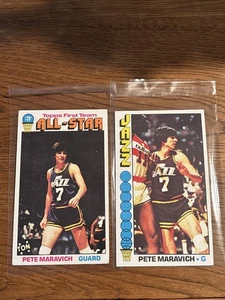 Tarjeta All Star 1976-77 Topps Pete Maravich #60 y Pete Maravich #130 casi nueva+ - Imagen 1 de 5