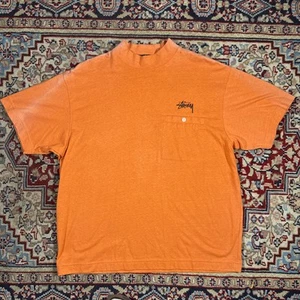 Camiseta Stussy Naranja Vintage Años 80 Talla Grande De Colección Skate Surf - Imagen 1 de 9
