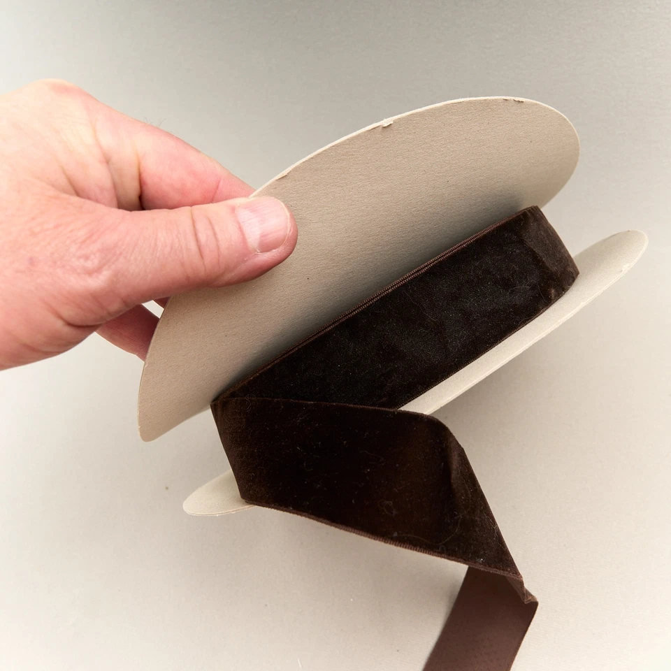 Vintage Velvet Ribbon Dark Brown 1.5" Nylon Made England 22.5 Yards - Image 1 of 4