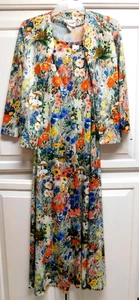 Vintage 1970 Blumen Kleid & Jacke Set Pilze Yves Jennet Outfit Gr. 10 unbenutzt - Bild 1 von 12