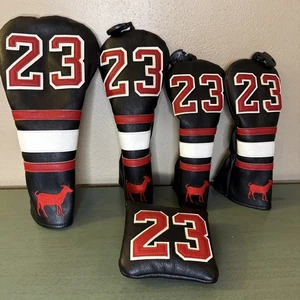 Michael Jordan 23 GOAT Black / Red Mallet Putter Cover + 4 Head Covers EUC Bulls - Picture 1 of 12