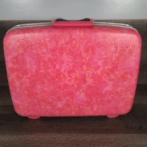 Vintage Samsonite Pink/Coral Marbled Silhouette Hard Case Luggage 22 X 16 X 8.5 - Picture 1 of 17