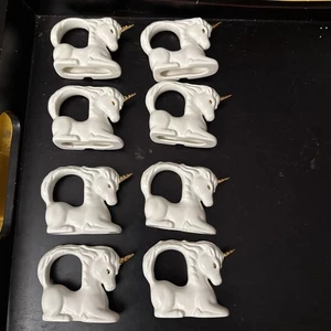 VINTAGE CERAMIC UNICORN NAPKIN HOLDERS, SET OF 8 - Picture 1 of 4
