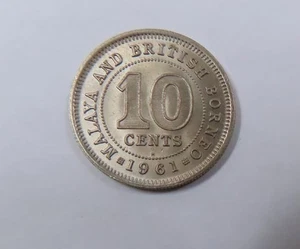 Malaya & British Borneo Elisabeth II 10 Cents 1961 H Heaton Mint BU+ SCARCE - Bild 1 von 2
