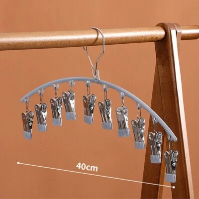 Juego de 5 organizadores de ropa gris percha 10 clips armario ahorro de espacio alta calidad Foto 1 de 4