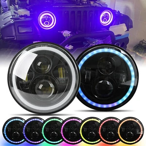 For Jeep Wrangler JK LJ TJ RGB 1997-2018 7 inch LED Headlights DRL Lights Combo - Picture 1 of 24