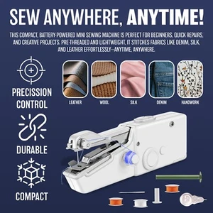 NEU MINI ELEKTRISCHE HANDNÄHMASCHINE TRAGBARE AKKU REISEHANDWERK - Bild 1 von 15