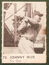 1950 R423 JOHNNY MIZE #70 STRIP CARD GREEN BACK