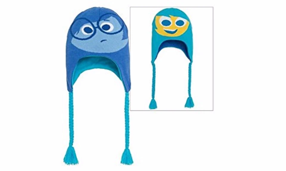 Disney Pixar Inside Out Sadness&Joy Reversible Lapona Gorro Peruano-¡Nuevo!   Foto 1 de 2