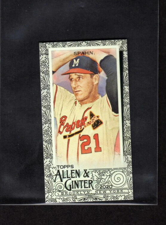 WARREN SPAHN 2020 ALLEN & GINTER BLACK BORDER MINI CARD MILWAUKEE BRAVES - Image 1 of 1