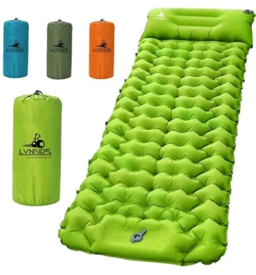 LVNRIDS SELBSTAUFBLASENDE ultraleichte wasserdichte CAMPINGMATTE Gästematratze mit Kissen NEU