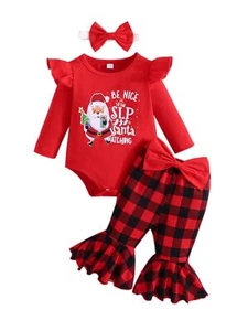 Baby Girl Clothes Newborn Infant Girls Long Sleeve Ruffle Romper Pant and hea... - Picture 1 of 7