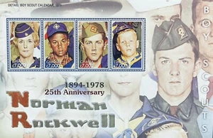 GHANA NORMAN ROCKWELL GEMÄLDE VON PFADFINDERN BRIEFMARKEN BLATT POSTFRISCH 2004 25 JAHRE JUBILÄUM - Bild 1 von 2