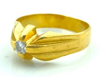 MAGNIFIQUE BAGUE SOLITAIRE OR 18 CARATS - DIAMANT 0.15 CARAT - 6,30 g - Photo 1/4