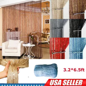 String Door Curtain Bead Silver Ribbon Doorway Room Dividers Window Panel Tassel - Picture 1 of 17