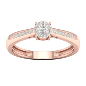 10k Rose Gold Round Cut 0.1Ct Diamond Engagement Ring Size 7 Clarity I2 - Picture 1 of 6