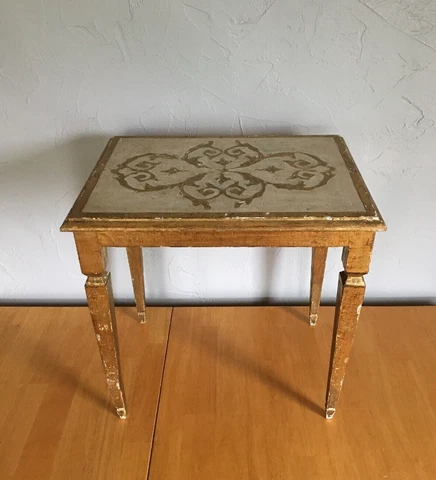Vintage Gold Gilt Wood Side Table MADE IN ITALY Florence Italian Antique Style Cover