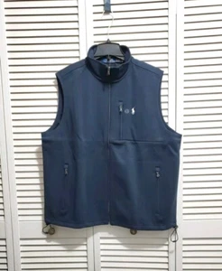 NWT $125 Polo Ralph Lauren Mens Double Knit Cotton Blend Full Zip Vest Navy XL - Picture 1 of 7