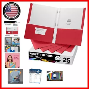 Durable Matte Red Two-Pocket Folders with 3-Prong Fasteners - 25-Pack - Picture 1 of 9