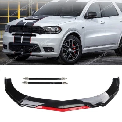 For Dodge Durango SRT for R/T Red Front Bumper Lip Spoiler Splitter+Strut Rods - Image 1 of 4