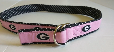 Moonshine University of Georgia Canvas Belt D Ring Pink Black Fabric Logo Team Cover