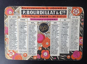 Ancien mini calendrier de poche Art déco Bourdillat  1951 - Picture 1 of 1
