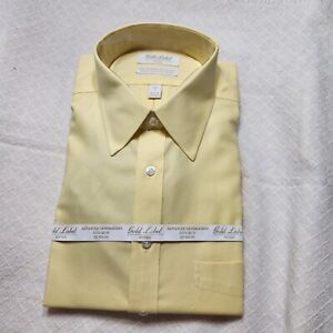 Roundtree & Yorke GOLD LABEL Mens Fitted Yellow Dress Shirt Size 16.5-33 (VV)