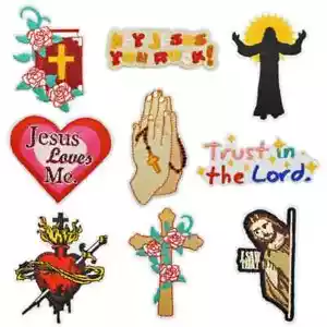 5pcBuddy Christ Embroidered Badge Prayer Hand Applique Cross Jesus Iron-on Patch - Picture 1 of 43