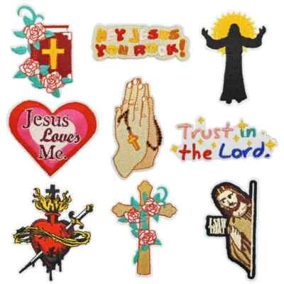 5pcBuddy Christ Embroidered Badge Prayer Hand Applique Cross Jesus Iron-on Patch - Image 1 of 4
