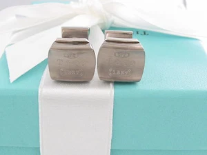 TIFFANY & CO SILVER 1837 TITANIUM GALAXY SQUARE CUFFLINKS CUFF LINK LINKS - Picture 1 of 9