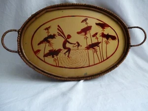 Art Deco D.R.G.M. 1919 Tablett Korbumrandung Elfe + Frosch tanzen im Spinnenetz - Picture 1 of 9