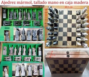 Ajedrez mármol, tallado mano en caja madera (40,5x40,5 cm) 169,00 € - Imagen 1 de 4