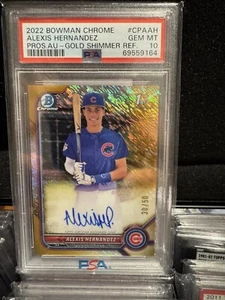 2022 Bowman Chrome - Autographs Alexis Hernandez Gold Shimmer Ref. /50 PSA 10! - Picture 1 of 1