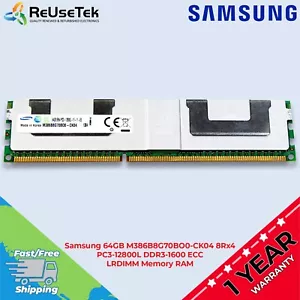 Samsung 64GB M386B8G70BO0-CK04 8Rx4 PC3-12800L DDR3-1600 ECC LRDIMM Memory RAM - Picture 1 of 11