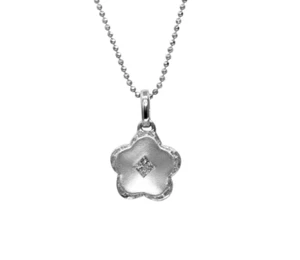 Hermoso collar colgante de flores de diamantes de platino - Imagen 1 de 9