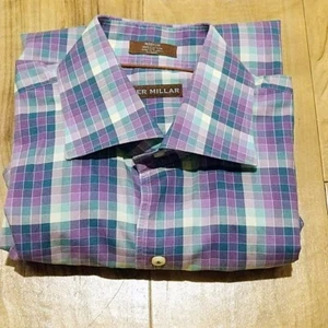Peter Millar lila kariertes langärmliges Button-Down-Hemd für Herren Medium - Bild 1 von 8
