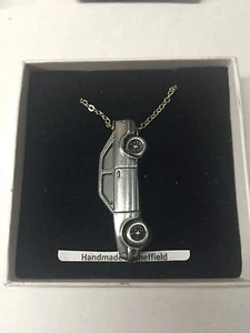 Escort M3 ref319 Pewter Effect Car on a Silver Platinum Plated Necklace 18" - Picture 1 of 1