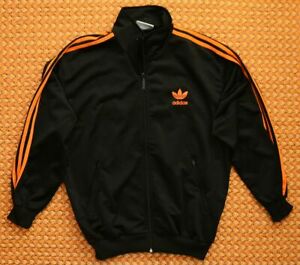 Adidas, Vintage Mens Sweatshirt black with orange, Size 162, 34/36, Small 