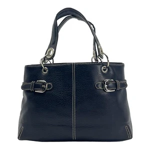 Vintage 90s Y2K TOMMY HILFIGER Leather Satchel Handbag Shoulder Bag BLACK - Picture 1 of 15
