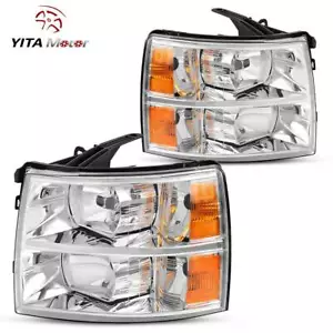 Chrome Housing Headlamps For 2007-2013 Chevy Silverado 1500 2500HD Headlights - Picture 1 of 9