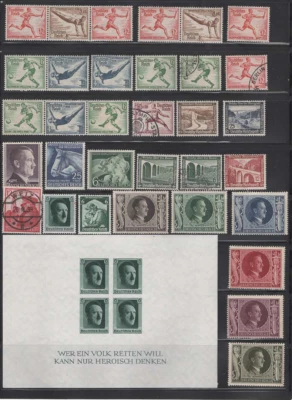 1937 German Hitler Souvenir sheets and 1936 Olympic stamps - Image 1 of 2