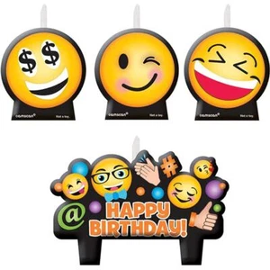 Emoji LOL Birthday Candles 4 Piece Molded Set Party Cake Decorations New - Picture 1 of 1