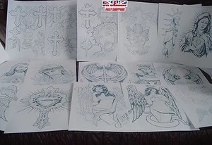Religiöse Tattoo Flash Designs 20 A4 Blätter religiöse Designs Set 1 - Bild 1 von 2