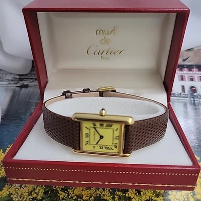 Authentic Ladies 1990's Vintage Cartier Tank Quartz With Box Clean and Chic - Image 1 of 4