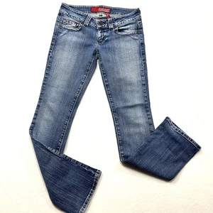 Guess Blue Jeans Daredevil Boot Cut Women's 27 Stretch Low Rise Medium Wash Y2K - Picture 1 of 13