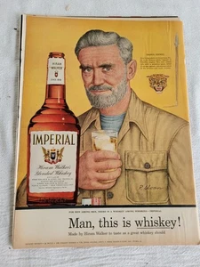 1955 VTG Original Magazine Ad IMPERIAL WHISKEY Men SASHA SIEMEL White TIGRERO - Picture 1 of 1