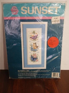 Sunset Vintage Años 90 Mariposa Trío Estampado Punto de Cruz Sellado - Imagen 1 de 10